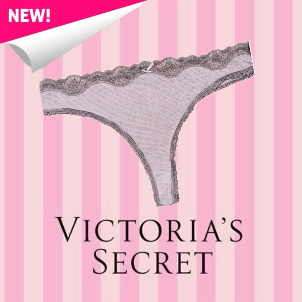 Victoria’s Secret Angels Lace Trim Thong Panty Shimmer Size L